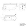 Freestanding Shower Bath Single Ended Left Hand Corner with Brass Bath Screen 1650 x 740mm - Lisbon