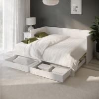 Double Wooden Day Bed with Trundle Storage and 2 Mattresses - Lincoln