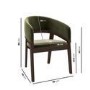 Round Walnut Dining Table Set with 4 Olive Green Velvet Chairs - Seats 4 - Leona