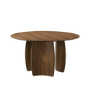 Round Walnut Dining Table Set with 4 Olive Green Velvet Chairs - Seats 4 - Leona