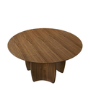 Round Walnut Dining Table Set with 4 Olive Green Velvet Chairs - Seats 4 - Leona