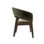 Round Walnut Dining Table Set with 4 Olive Green Velvet Chairs - Seats 4 - Leona