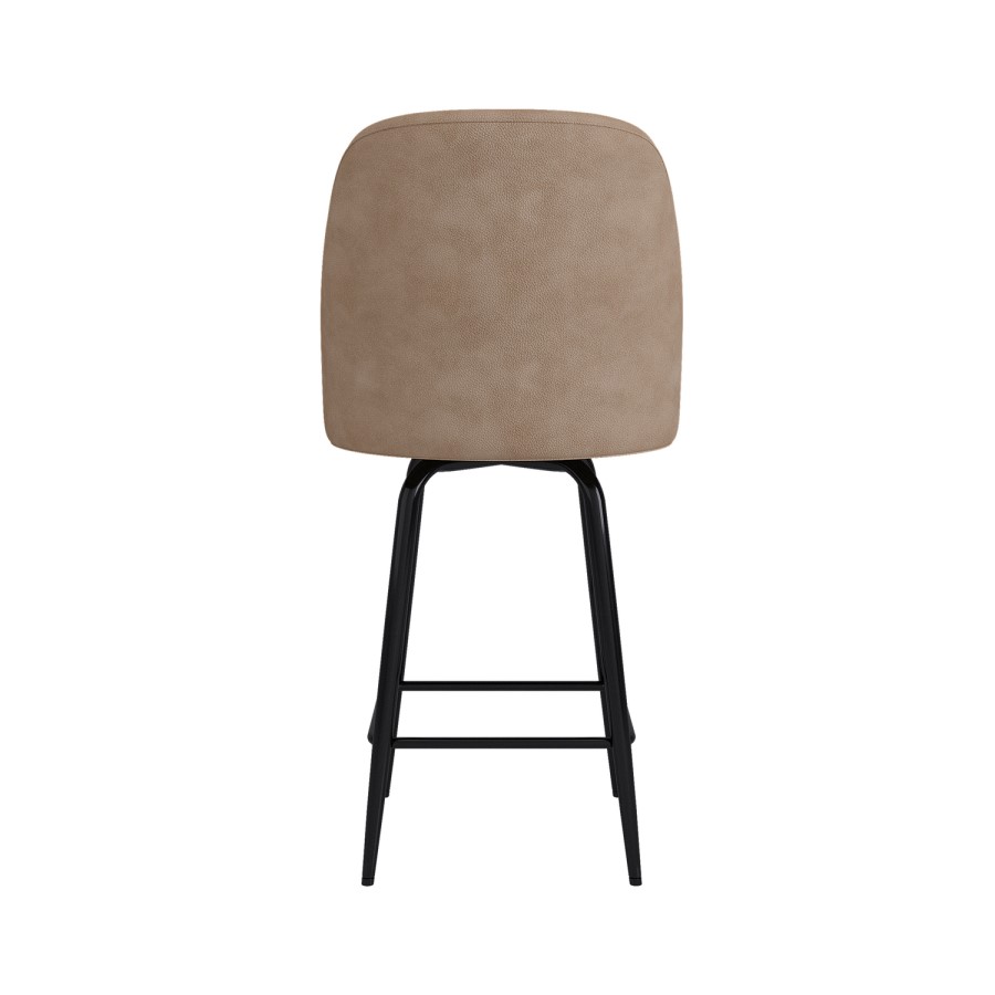 Set of 4 Beige Faux Leather Swivel Kitchen Stools - Logan