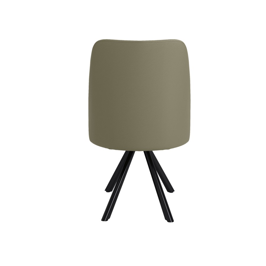Set of 4 Sage Green Faux Leather Swivel Dining Chairs - Logan