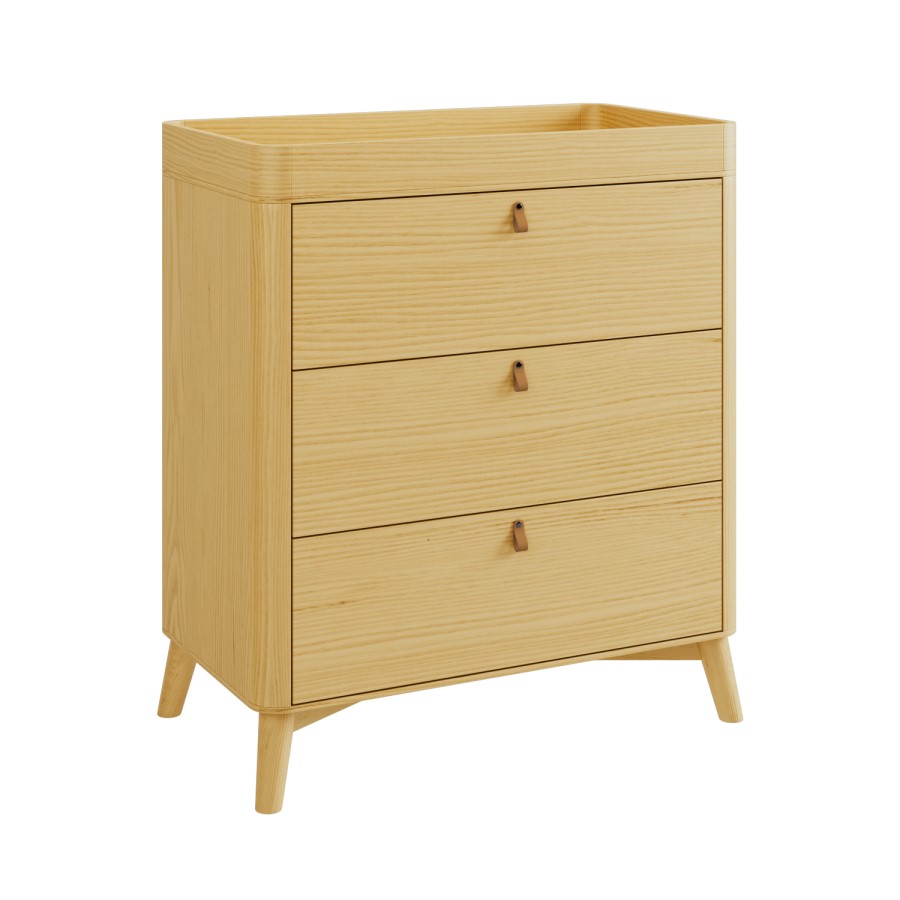Wooden Changing Table in Oak Finish with Drawers - Luna