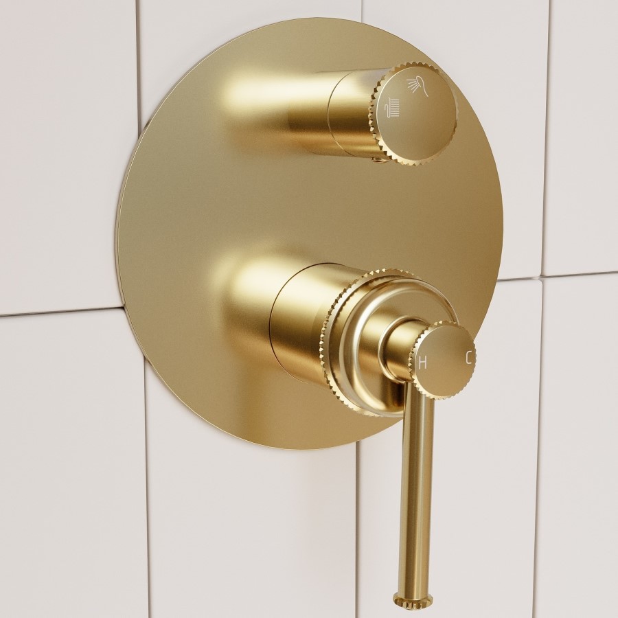 Brushed Brass Basin Mixer Tap & Bath Filler Tap with Concealed Valve Pack - Lyla