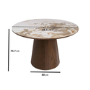Round Walnut and Marble Effect Pedestal Dining Table - Seats 4 - Malia