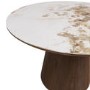 Round Walnut and Marble Effect Pedestal Dining Table - Seats 4 - Malia