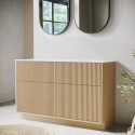BUN/MATI1240FS/89793 1250mm Wooden Fluted Freestanding Double Countertop Vanity Unit - Matira