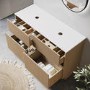 1250mm Wooden Fluted Freestanding Double Countertop Vanity Unit - Matira