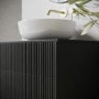 650mm Black Wooden Fluted Wall Hung Countertop Vanity Unit with Basin - Matira