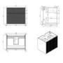 650mm Black Wooden Fluted Wall Hung Countertop Vanity Unit with Basin and Wood Effect Worktop - Matira