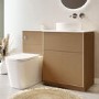 1150mm Wooden Fluted Right Hand Toilet and Sink Unit with Square Toilet & Basin and Chrome Push Button - Matira