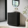 650mm Black Wooden Fluted Freestanding Countertop Vanity Unit with Basin - Matira