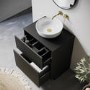 650mm Black Wooden Fluted Freestanding Countertop Vanity Unit with Basin - Matira