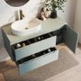 1200mm Green Fluted Wall Hung Countertop Vanity Unit with Round Ceramic Basin - Melbourne