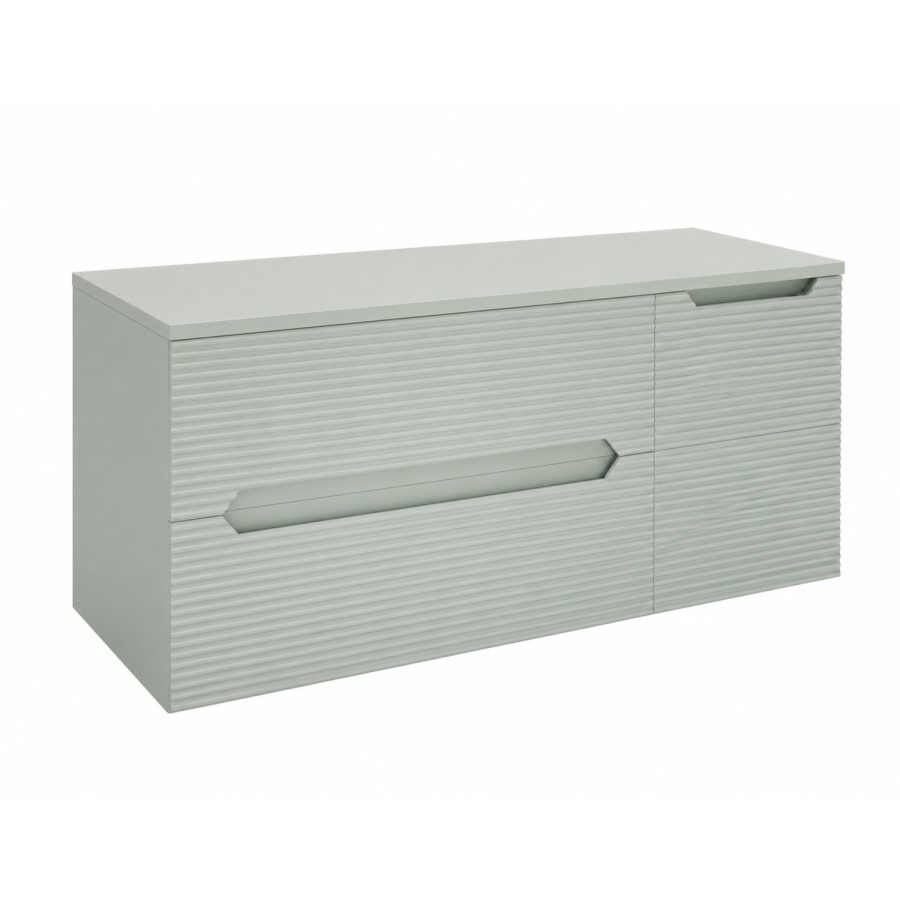 1200mm Green Fluted Wall Hung Countertop Vanity Unit with Basin - Melbourne