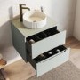 600mm Green Fluted Wall Hung Countertop Vanity Unit with Basin - Melbourne