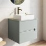 600mm Green Fluted Wall Hung Countertop Vanity Unit with Basin - Melbourne