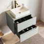 600mm Green Fluted Wall Hung Countertop Vanity Unit with Basin - Melbourne