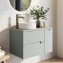 800mm Green Fluted Wall Hung Countertop Vanity Unit with Basin - Melbourne