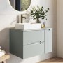 800mm Green Fluted Wall Hung Countertop Vanity Unit with Basin - Melbourne