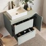 800mm Green Fluted Wall Hung Countertop Vanity Unit with Basin - Melbourne