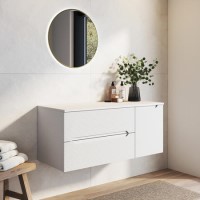 1200mm White Fluted Wall Hung Countertop Vanity Unit - Melbourne