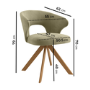 Set of 4 Sage Green Velvet Swivel Dining Chairs with Oak Legs - Mila