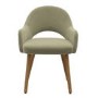 Set of 2 Sage Green Velvet Dining Chairs with Oak Legs - Colbie