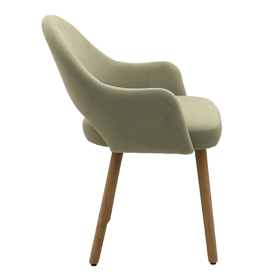 ONLY OPENED - Set of 2 Sage Green Velvet and Oak Dining Chairs - Colbie