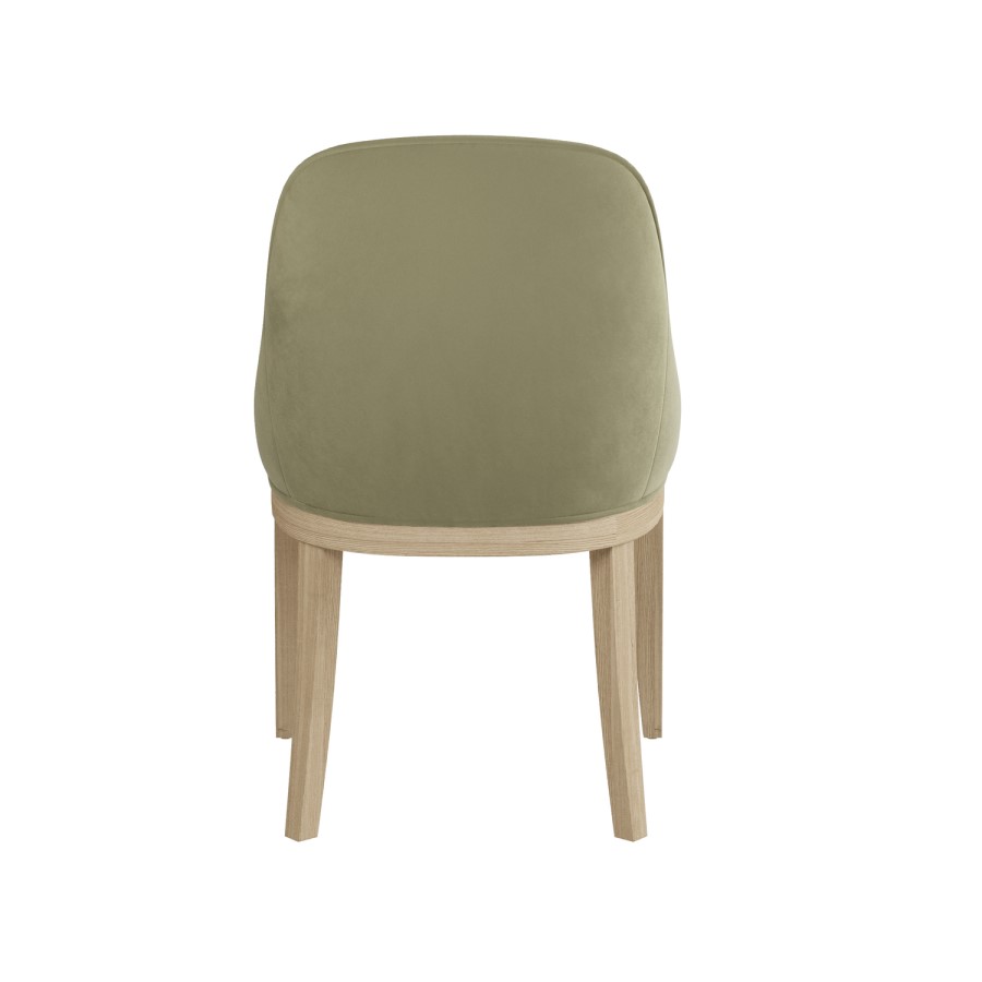 Set of 6 Sage Green Velvet Dining Chairs with Solid Wood Legs - Madeline