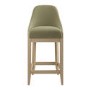 Set of 2 Sage Green Velvet Kitchen Stools with Solid Wood Legs - Madeline