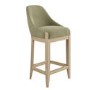 Set of 2 Sage Green Velvet Kitchen Stools with Solid Wood Legs - Madeline