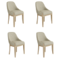 Set of 4 Beige Upholstered Dining Chairs with Solid Wood Legs - Madeline