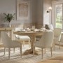 Set of 4 Beige Upholstered Dining Chairs with Solid Wood Legs - Madeline