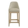 Set of 2 Beige Upholstered Kitchen Stools with Solid Wood Legs - Madeline