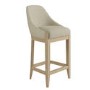 Set of 2 Beige Upholstered Kitchen Stools with Solid Wood Legs - Madeline