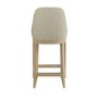 Set of 2 Beige Upholstered Kitchen Stools with Solid Wood Legs - Madeline