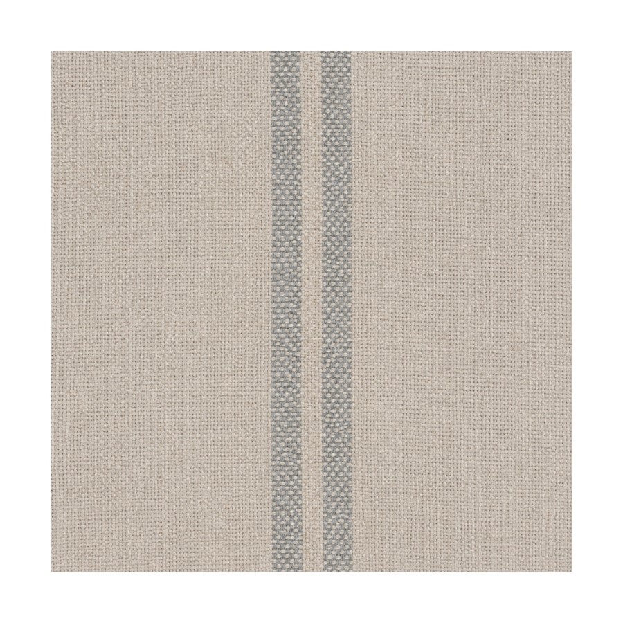 Set of 2 Beige and Blue Striped Upholstered Dining Chairs with Solid Wood Legs - Madeline