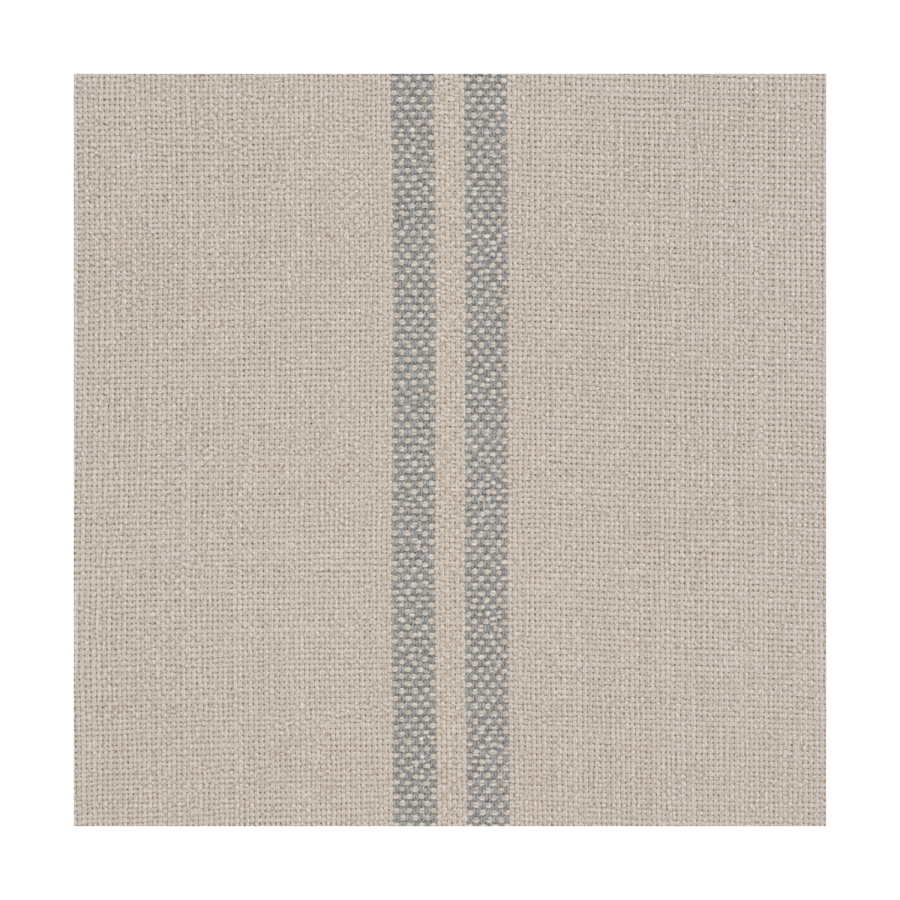 Set of 2 Beige and Blue Striped Upholstered Kitchen Stools with Solid Wood Legs - Madeline