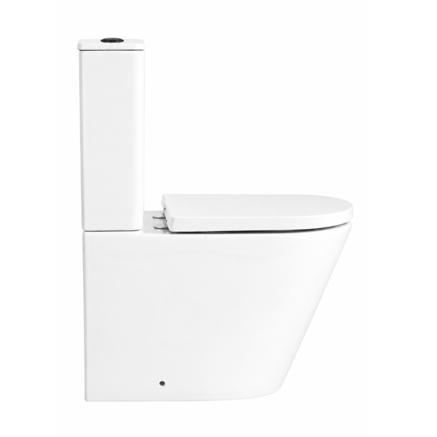 Close Coupled Rimless Closed Back Short Projection Toilet with Black Button and Tornado Flush - Newport
