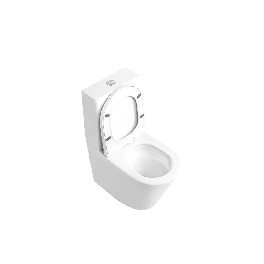 Close Coupled Rimless Closed Back Short Projection Toilet with Chrome Button and Tornado Flush - Newport