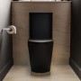 Matt Black Close Coupled Rimless Open Back Short Projection Toilet with Brushed Brass Button and Tornado Flush - Newport