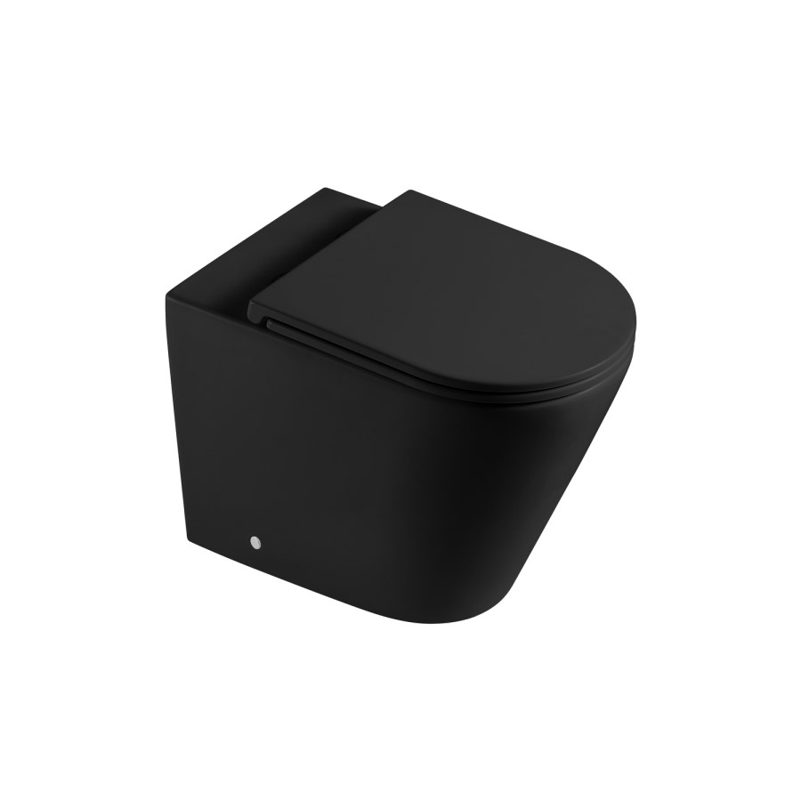 Matt Black Wall Hung Rimless Short Projection Toilet with Soft Close Seat – Newport