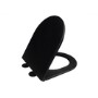 Matt Black Wall Hung Rimless Toilet with Soft Close Seat, Chrome Pneumatic Flush Plate, 820mm Frame & Cistern – Newport