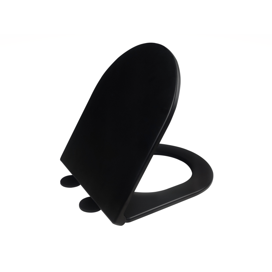 Matt Black Wall Hung Rimless Toilet with Soft Close Seat, Chrome Pneumatic Flush Plate, 820mm Frame & Cistern – Newport