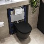 Matt Black Wall Hung Rimless Toilet with Soft Close Seat, White Glass Sensor  Flush Plate, 820mm Frame & Cistern – Newport