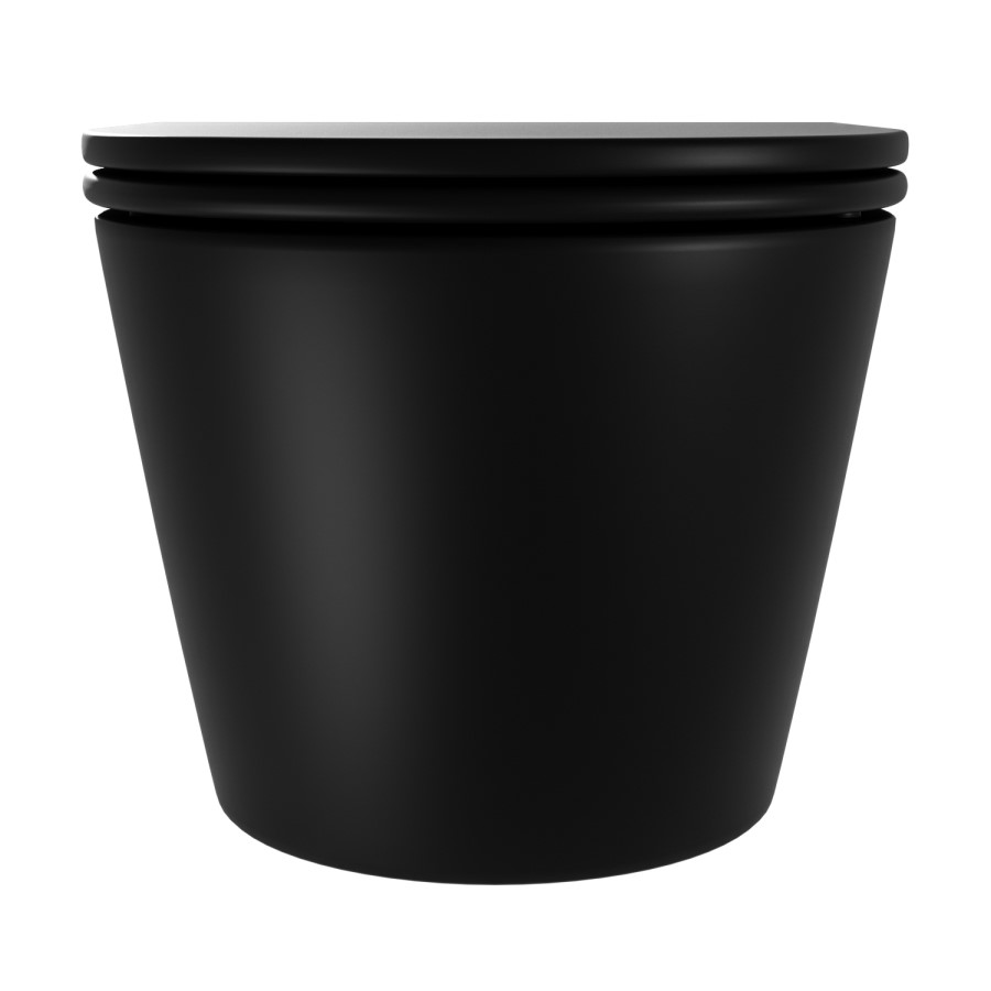 Matt Black Wall Hung Rimless Toilet with Soft Close Seat, Chrome Pneumatic Flush Plate, 820mm Frame & Cistern – Newport