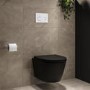 Matt Black Wall Hung Rimless Toilet with Soft Close Seat, White Glass Sensor Flush Plate, 1168mm Frame & Cistern – Newport